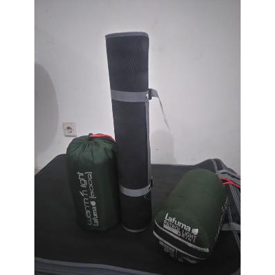 Unik Paket Outdoor Sleeping Bag Polar Bulu Lafuma Dan Matras Camping 3mm Grey Murah