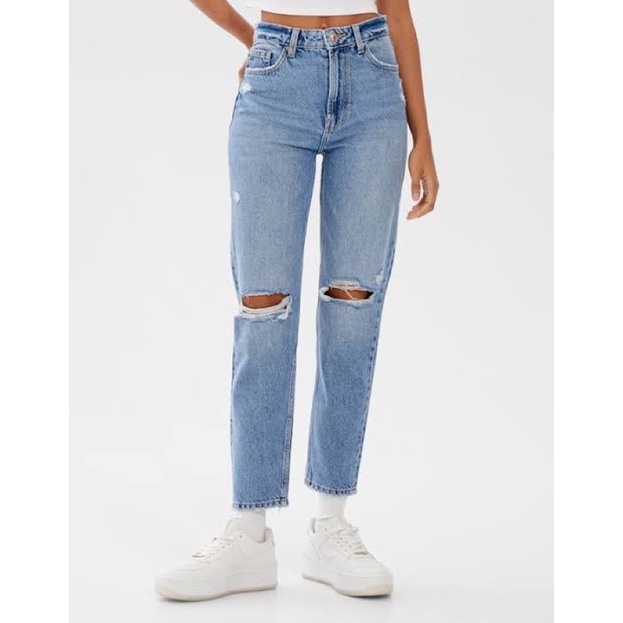 Bershka Mom Ripped Jeans