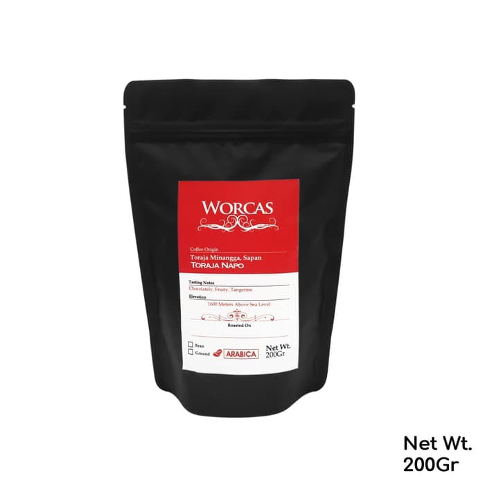 

Kopi Arabica Toraja Napo 200 Gram (Biji/Bubuk) | Worcas Coffee - kkp870