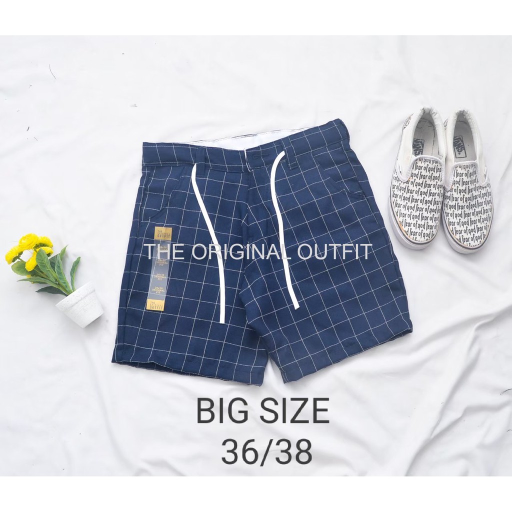 Celana Pendek Tartan Kotak Kotak Pria Big Size Ukuran Jumbo Original