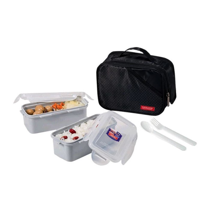 LOCK N LOCK HPL752DB LUNCH BOX 2P SET BLACK BAG 350ML | C130103023