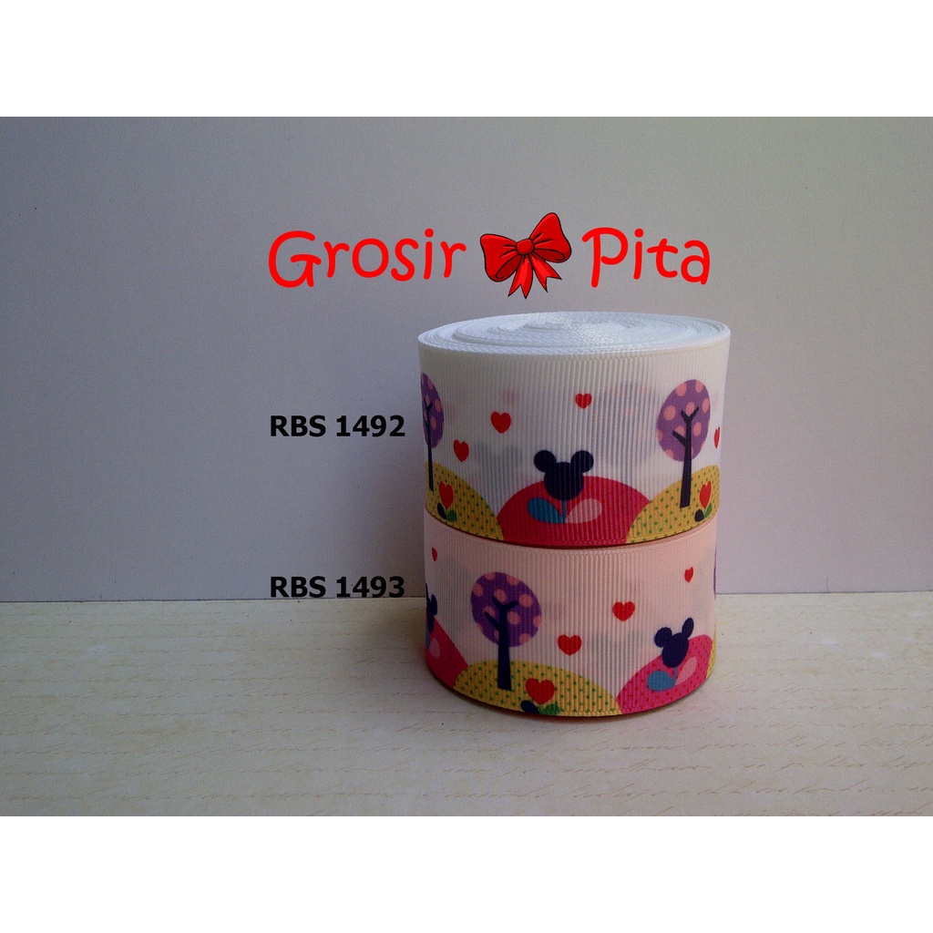 

(25 yard) Pita Grosgrain Motif Micky Mouse RBS 1492,1493 | Toko Bahan Craft | Grosir Pita