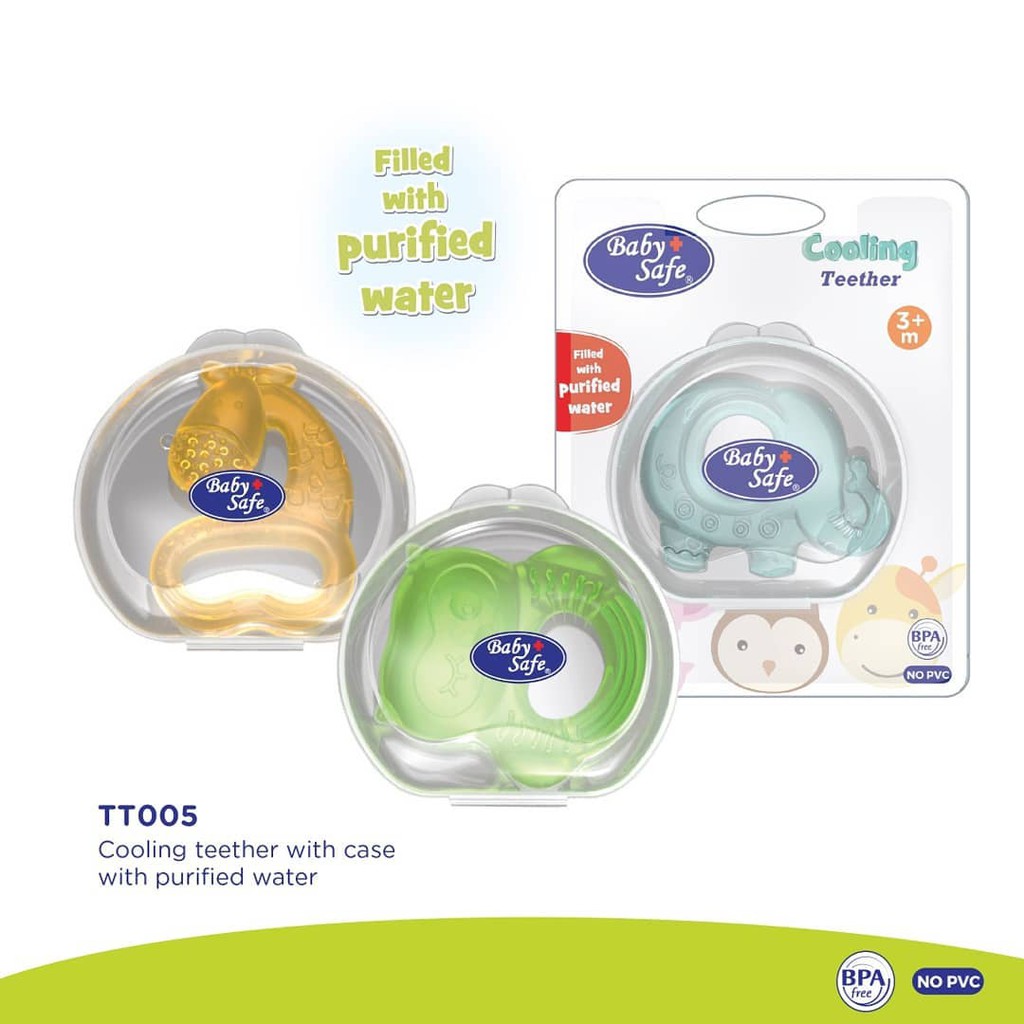 Baby Safe Teether Mainan Gigitan Bayi Easy Grip Rubber Cooling Teether With Purified Water