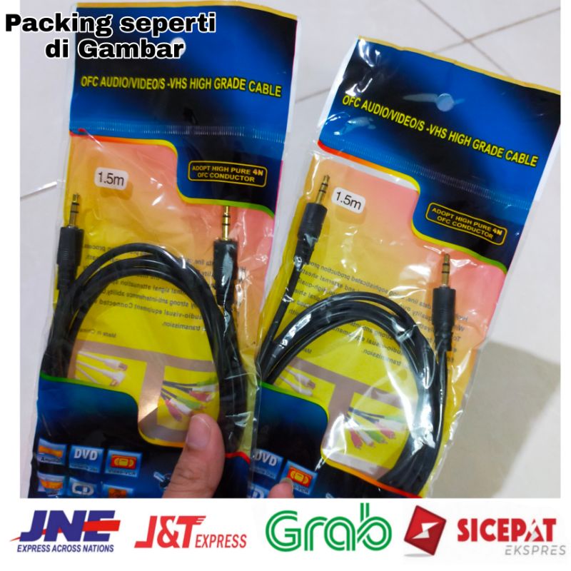 KABEL AV AUDIO AUX Jack 3.5mm Panjang 1,5m HP Android Samsung Speaker Mobil cable