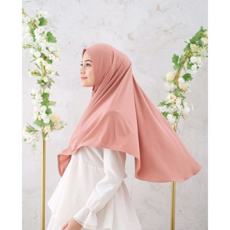 Bergo Hamidah Non Pet Jersey Jumbo Malaysia / Jilbab Instan Non Pet Ukuran L