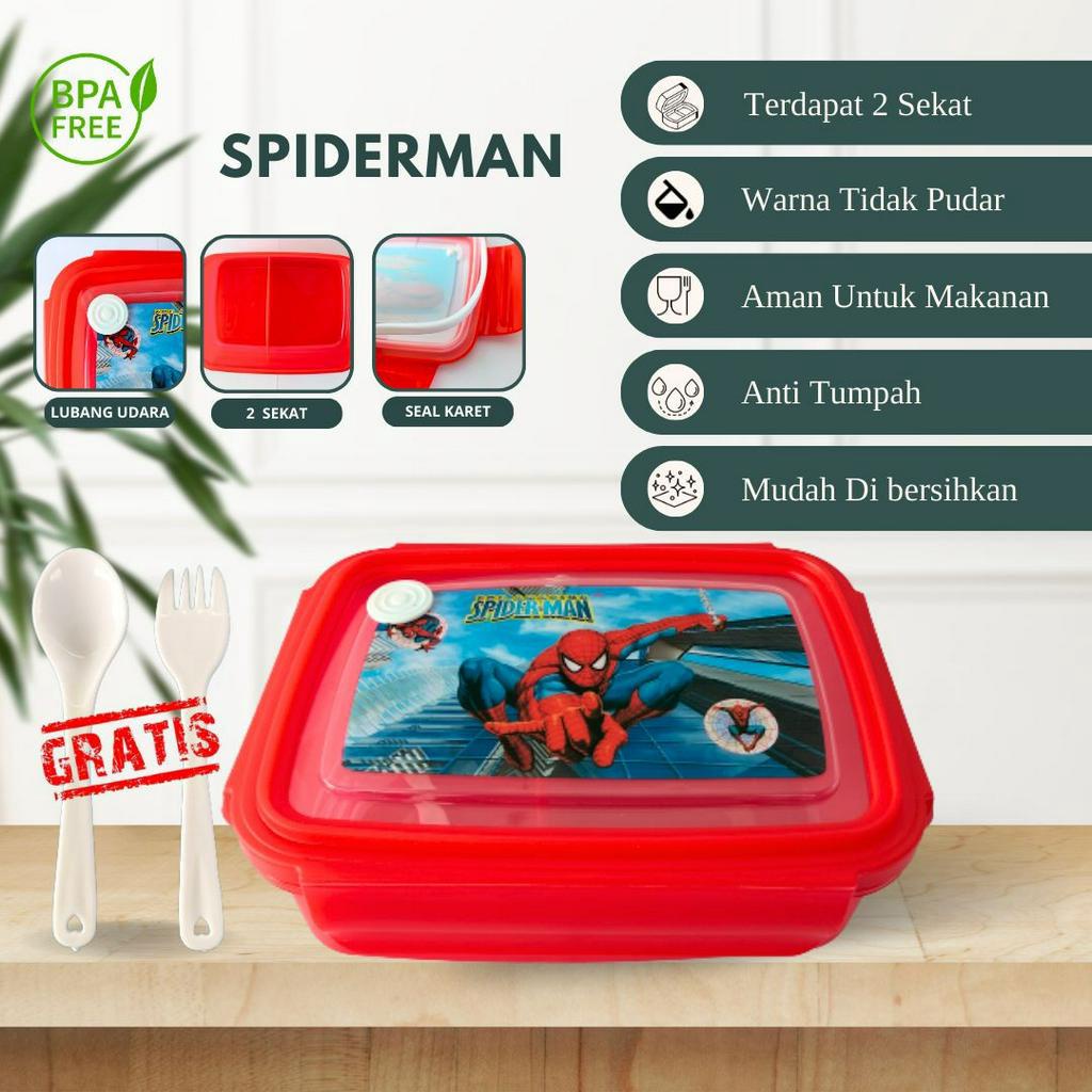 TEMPAT MAKAN SEKOLAH ANAK LUNCH BOX DUA SKAT GRATIS GARPU KARAKTER