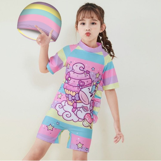 Set Baju Celana Renang Anak CEWECOWO NEW PAKAI TOPI 3D 2-11 tahun Import dengan topi Baby Boy swimmers swimsuit pakaian