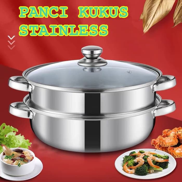 Panci kukus Dandang steamer Alat masak Stainless 28cm | Shopee Indonesia