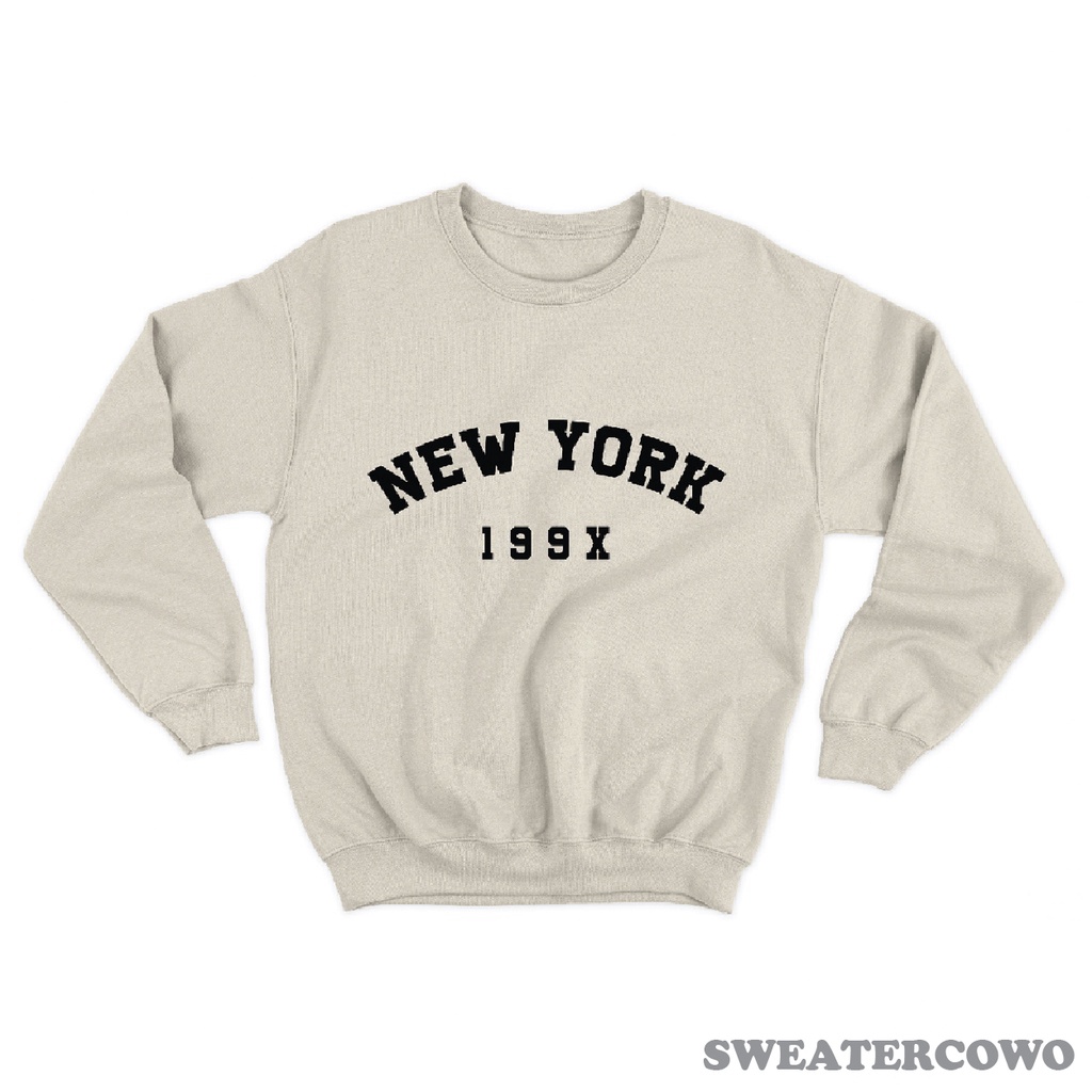 Sweaterpolos Basic Sweater NEWYORK 199X ( Sablon ) Unisex Pria &amp; Wanita