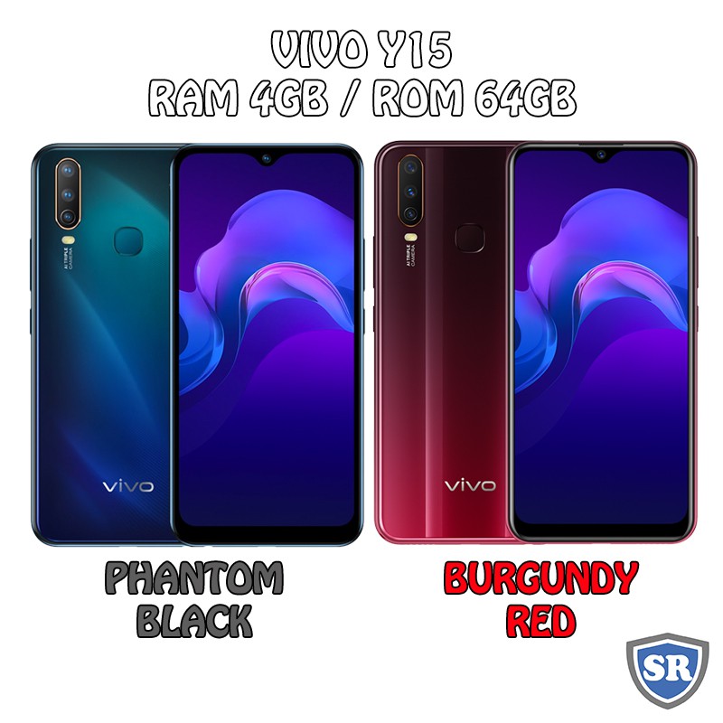 Vivo Y15 4gb 64gb 4 64 Phantom Black Burgundy Red Hitam Merah Baru Bnib Resmi Indonesia