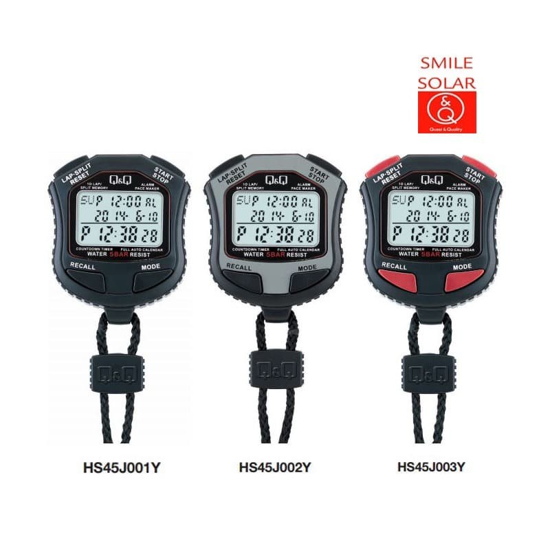 STOPWATCH Pengukur Waktu 10-LAP Original Q&amp;Q QnQ QQ HS45 Series