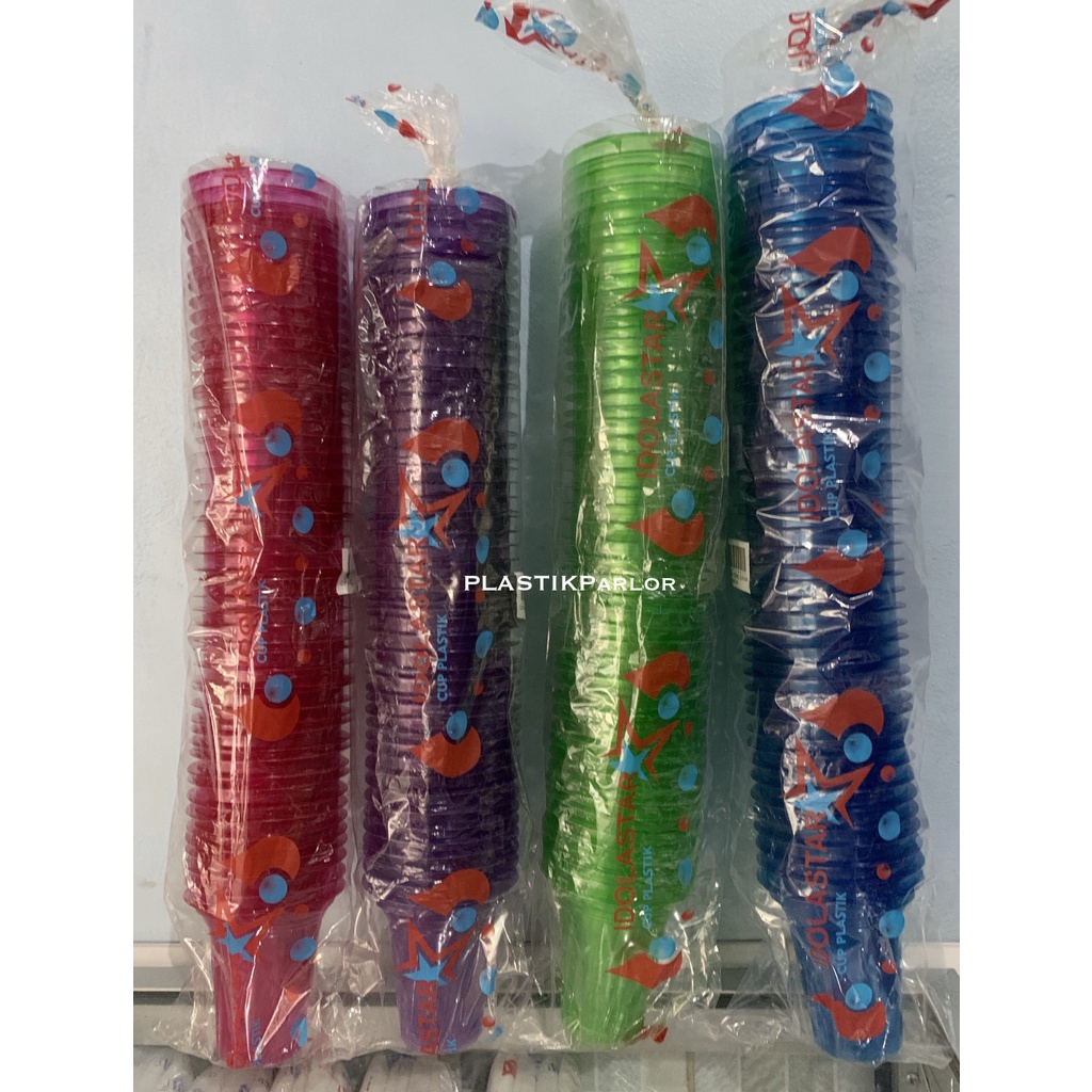 Cup / Gelas Plastik Ulir Warna untuk Es Doger/ Cup Jagung/ Es Krim 150 ml Isi 50 Pcs