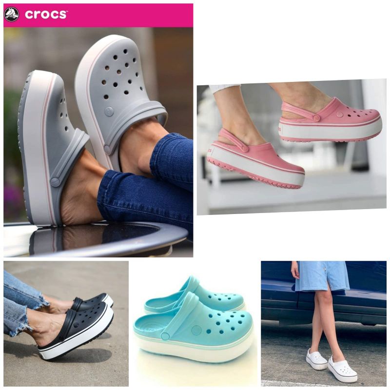 Crocs platform / Sendal sepatu wanita crocs platform / Crocs platforma / Sendal wedges wanita