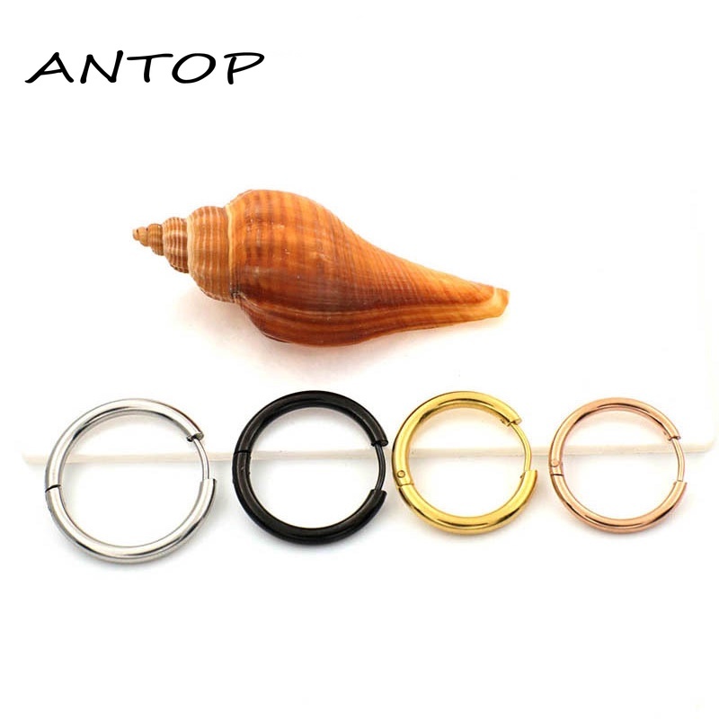 1 Pcs Gaya Eropa dan Amerika Anting untuk Pria Stainless Steel Anting-Anting Hoop Hip Hop Punk Unisex ANTOP