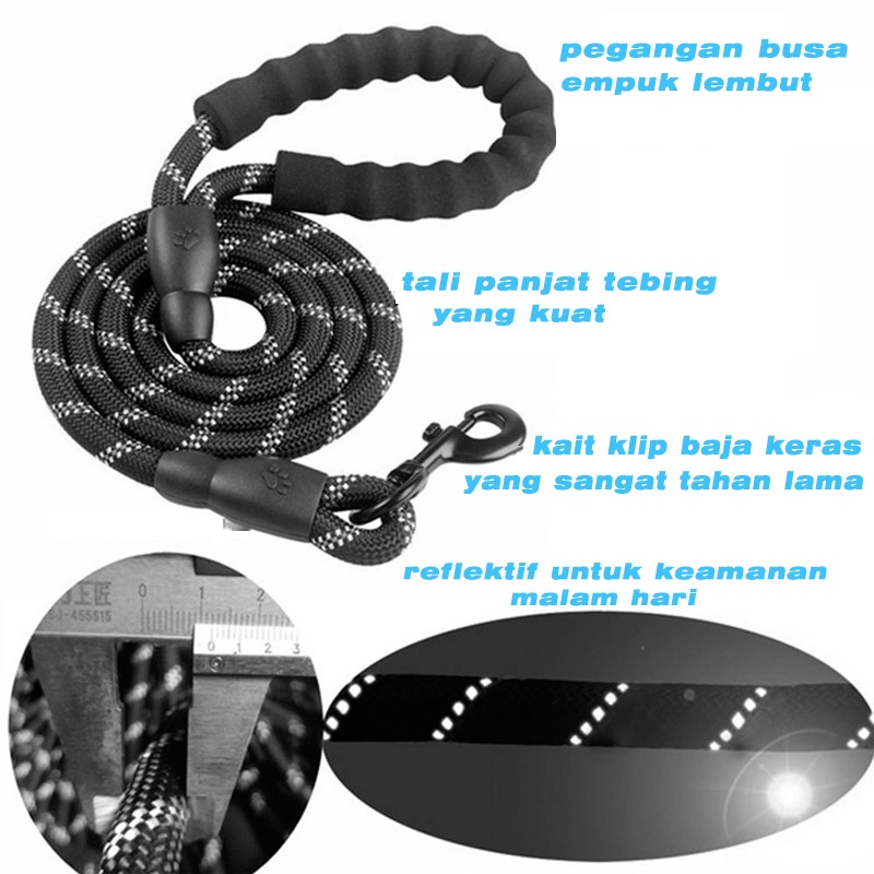 Hugopet Tali Anjing Leash Rope 1.5 meter Tali Tuntun Harnes Rantai Anjing Kucing Hewan Pet Belt