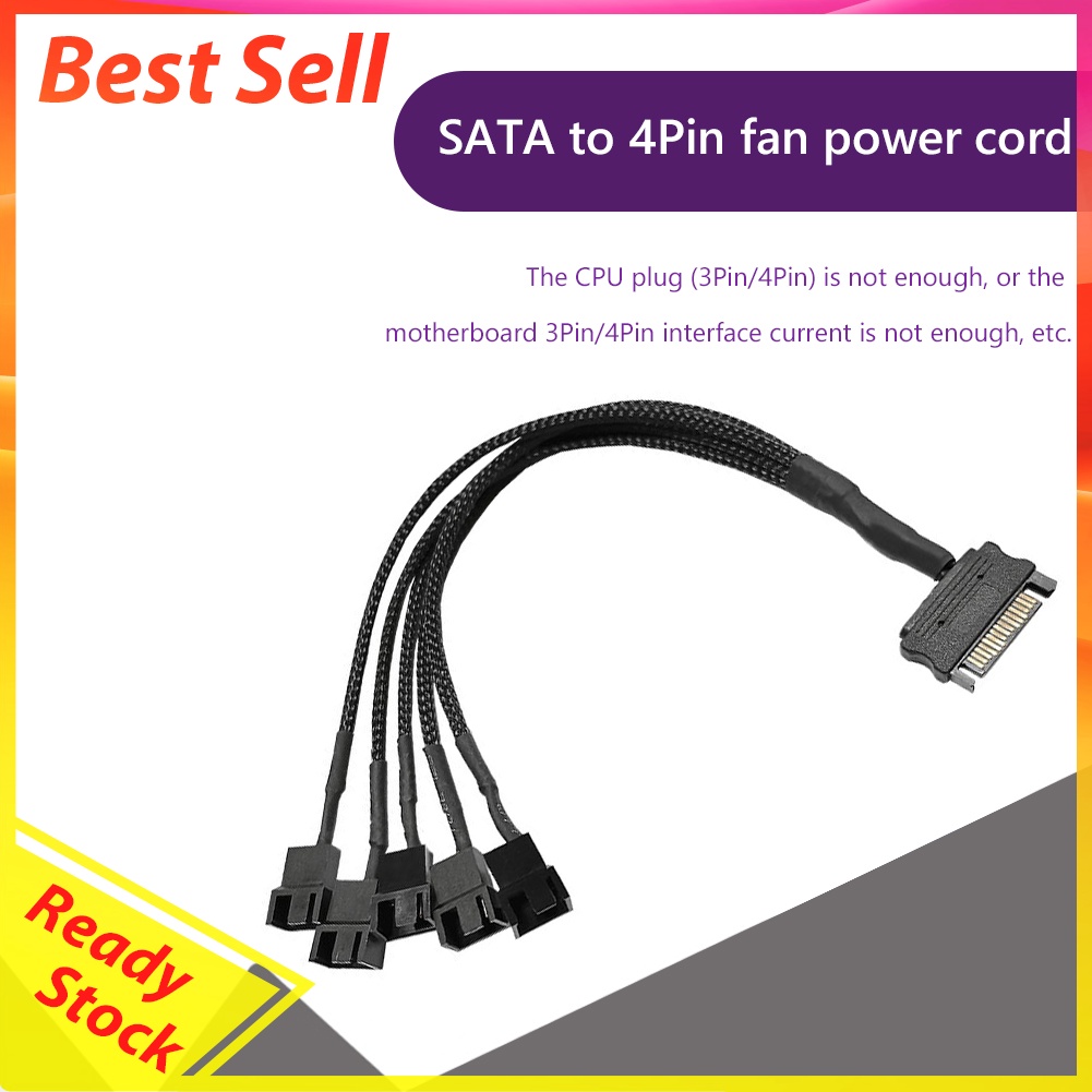 SATA 1 to 3 4 5 4-Pin Power Cable 12V PC Cooling Fan Splitter Hub Converter