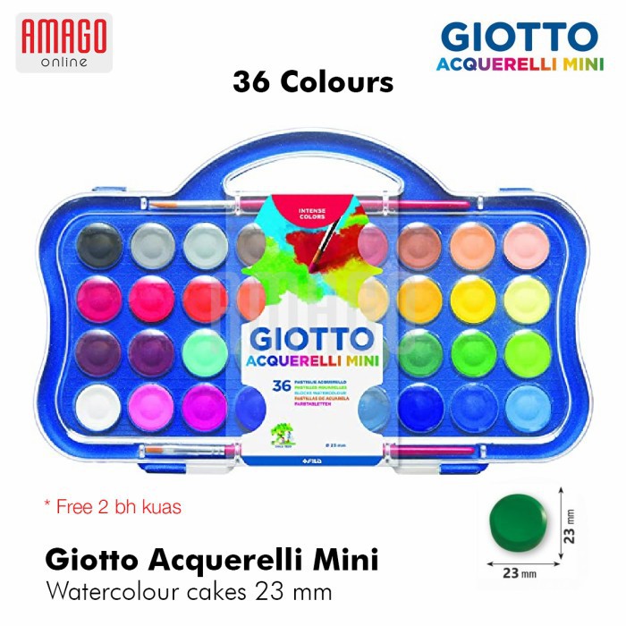 GIOTTO Acquerelli Mini - Watercolour Cakes Blok Cat Air Poster - Paket 36 warna - Ø 23 mm - 352700