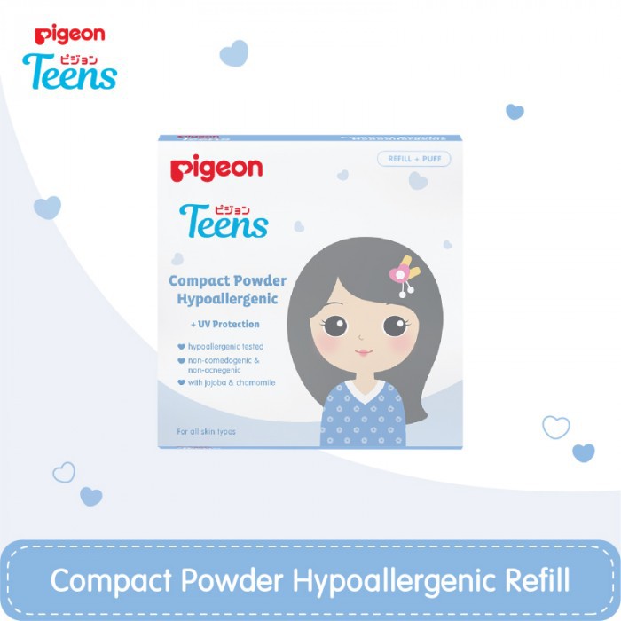 NEW PIGEON REFFIL TEEN COMPACT POWDER HYPOALLERGENIC 14Gr / REFILL BEDAK PADAT PIGEON REMAJA