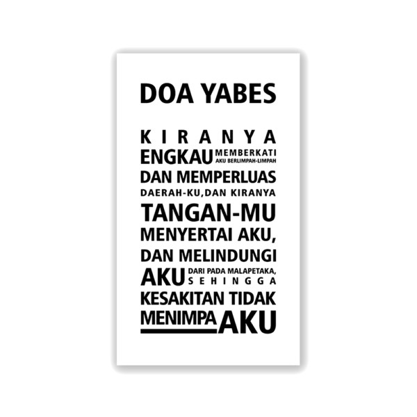 Hiasan Dinding Doa Yabes Size