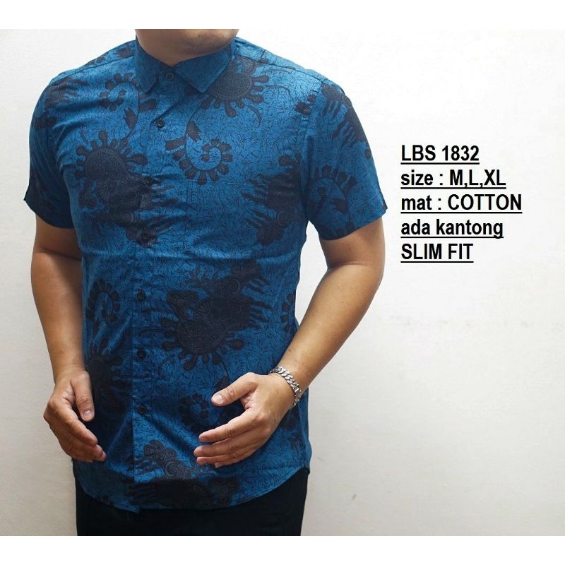 MEN SALE BATIK PRIA SLIM FIT LENGAN PENDEK BATIK PRIA SLIMFIT LBS 1782