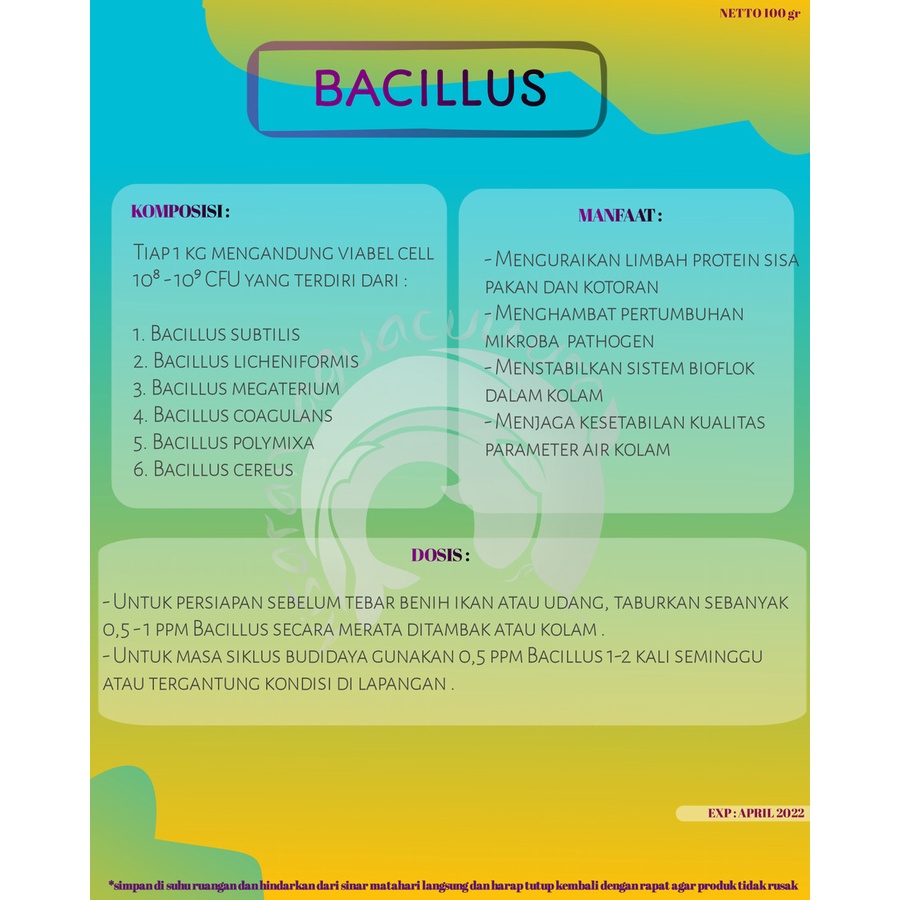 Probiotik Ikan dan Udang - BACILLUS - 500 gr