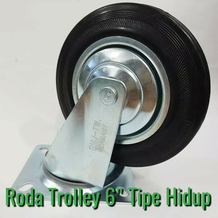 Roda 6 hidup roda troli roda karet gerobak