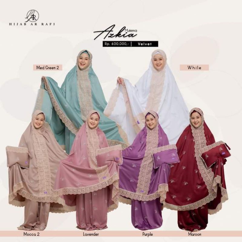 Mukena Rukuh Renda Dewasa Potongan Wanita Cantik terbaru 2021 Mukena Azkia by Arrafi Zoya Elzatta