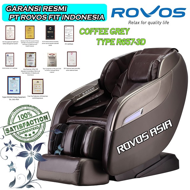 Kursi Pijat Rovos R657L 3D Massage Chair Rovos Coffee Grey Abuabu
