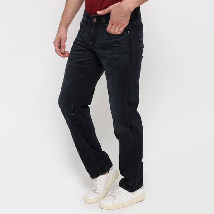 New Product Edwin Celana Jeans Edw 202 R.Black Regular Fit Pria Panjang Hitam - Hitam, 40 Free