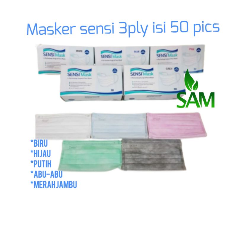 Masker Medis sensi 3 Play 1 box Isi 50 pcs / masker Medis sensi