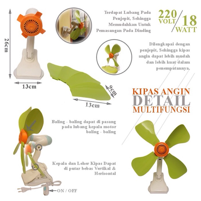 Kipas Angin Jepit Mini Fan18 W JM 389