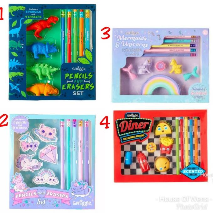 

SMIGGLE PENCIL AND ERASER SET GIFT BOX - PENSIL DAN PENGHAPUS SMIGGLE