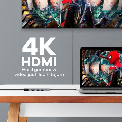 Converter HDMI USB 6in1 JETE X1 - Konverter Usb Type C To HDMI | Tipe C Ke Usb 3.0 Hdmi - Garansi Resmi 2 Tahun