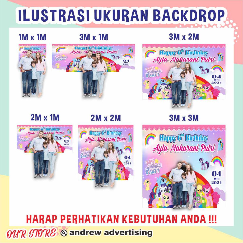 BANNER ULANG TAHUN / BACKDROP ULTAH / SPANDUK ULANG TAHUN CUSTOM 1 M X 1M