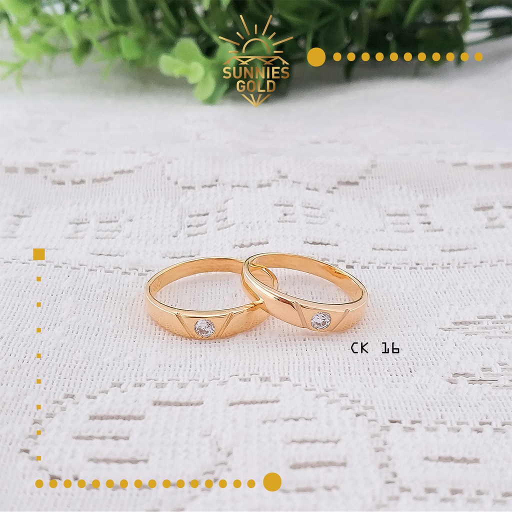 CINCIN NIKAH EMAS ASLI 8K 375 COUPLE  CINCIN MEWAH ELEGAN SIMPLE CINCIN WEDDING - WR 16
