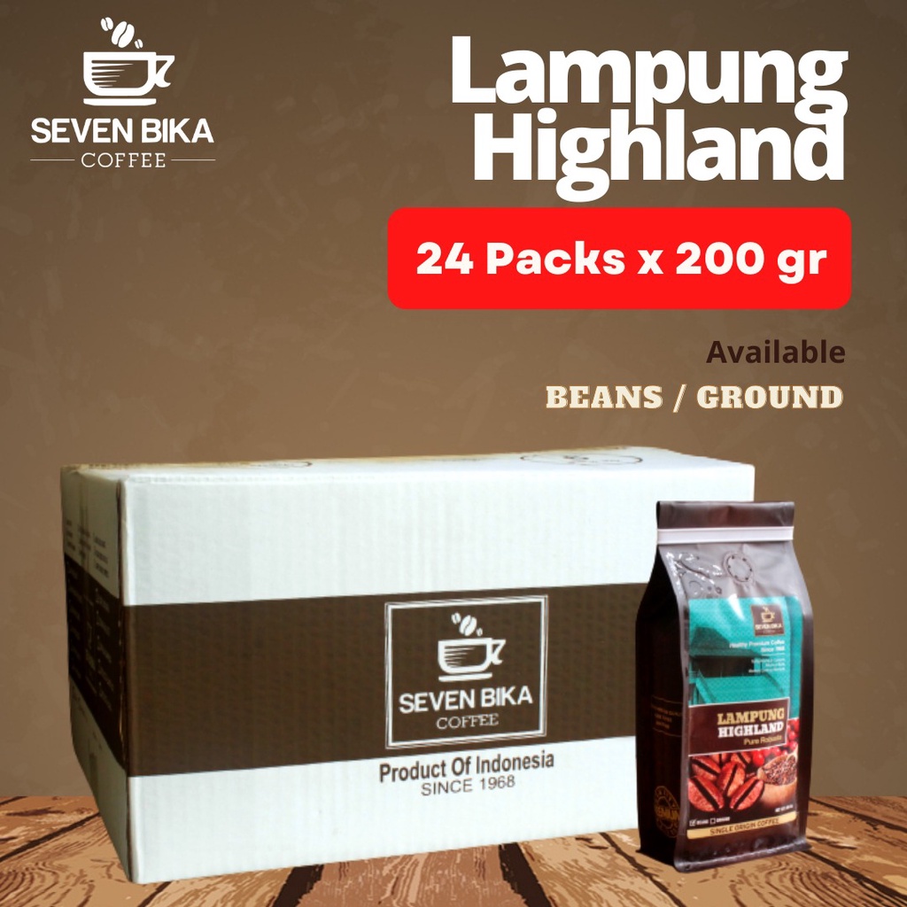 

SB Premium Lampung Highland Pure Robusta 200 Gr.Isi 24 pcs. Biji/Bubuk
