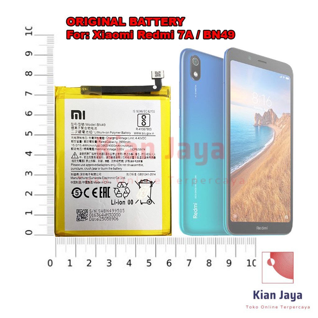 [Garansi 100% Ori] Baterai Xiaomi Redmi 7a BN49 Batre Batrai Battery Hp Xiao Mi Xiomi BN 49 Original