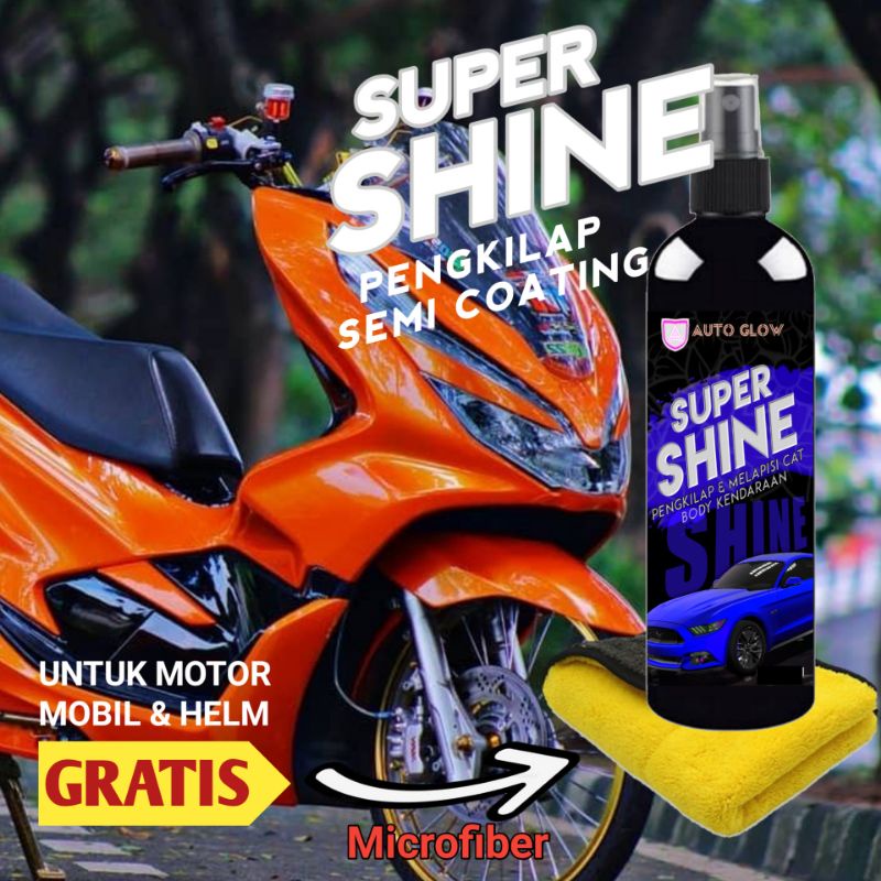 COD Super Shine 100ML Gratis Lap Microfiber Pengkilap Motor Mobil Helm Kendaraan By Auto Glow