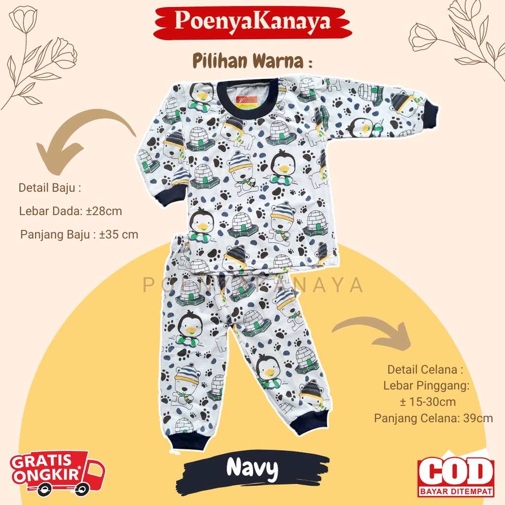 Setelan Baju Bayi Piyama Bayi Panjang OBLONG PINGUIN Viori 6-18 Bulan SPY84