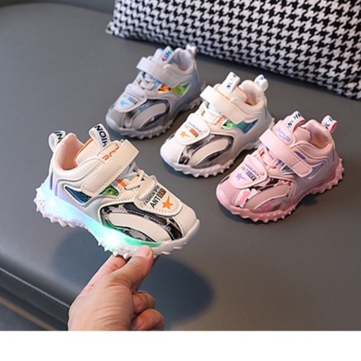 CHUBBI 20 Sepatu Sneaker Anak Laki Perempuan Lampu LED Import