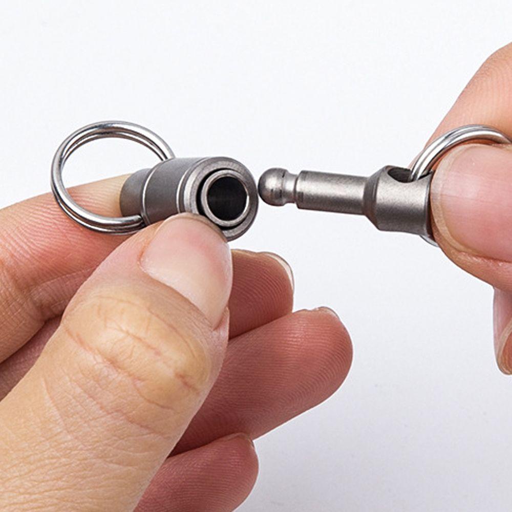 [Elegan] Titanium Alloy Keyring Removable Klip Tahan Lama Rilis Cepat Sabuk Pinggang Dual Detachable Pull Outdoor Tool Keychain