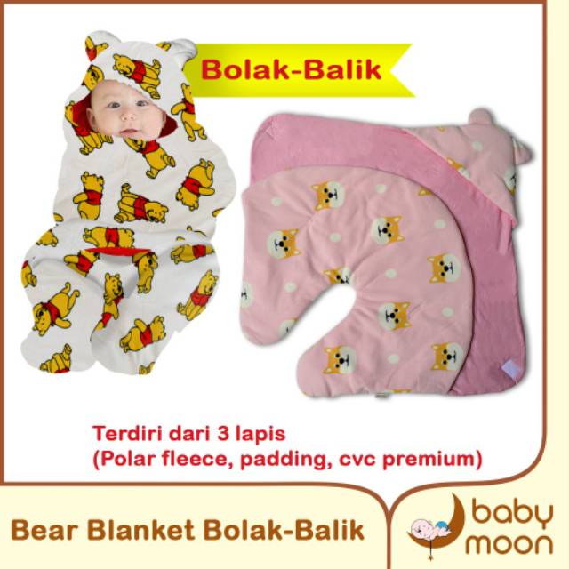 Bear blanket dita Selimut bayi lembut Bolak balik selimut fleece selimut anak jaket anak baby cape