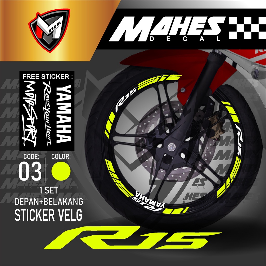 Mahes Decal - Aksesoris Stiker Cutting Sticker List Velg Motor Yamaha R15 V2 V3 Lis Pelek Velk Varia