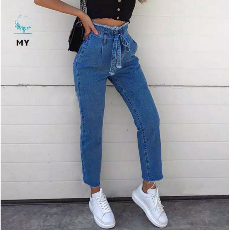 celana jeans highwaist tali pinggang