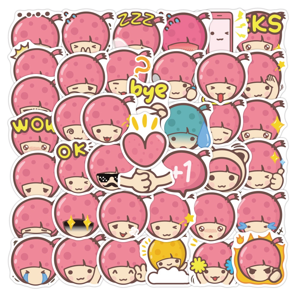 40 cute Strawberry girl stiker kartun gadis merah muda tas ponsel case notebook Jurnal stiker Xiao Z