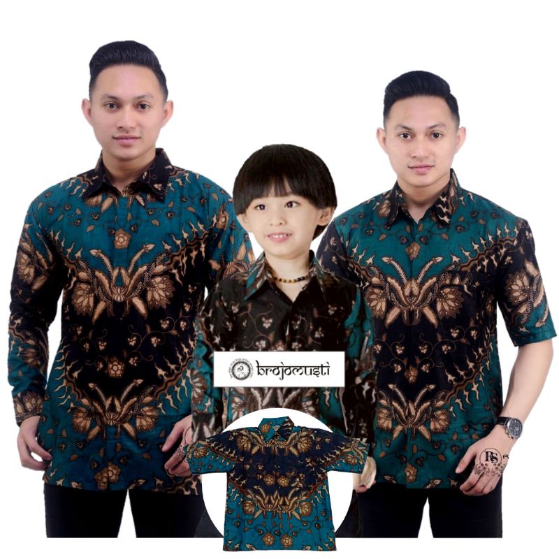 BAJU BATIK ANAK LAKI-LAKI LENGAN PANJANG MOTIF LILAC - COUPLE BATIK AYAH DAN ANAK LAKI-LAKI - COUPLE BATIK KELUARGA - SARIMBIT KELUARGA..