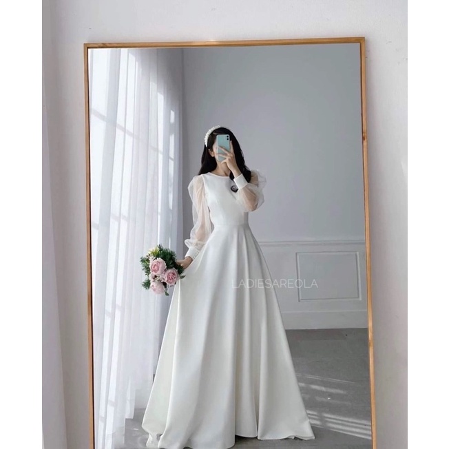 MARIZA GOWN - Gaun pesta wanita long maxi dress party prom promnight wedding gown big size jumbo ukuran besar baju pengantin pernikahan putih white birthday formal casual big size jumbo ukuran besar