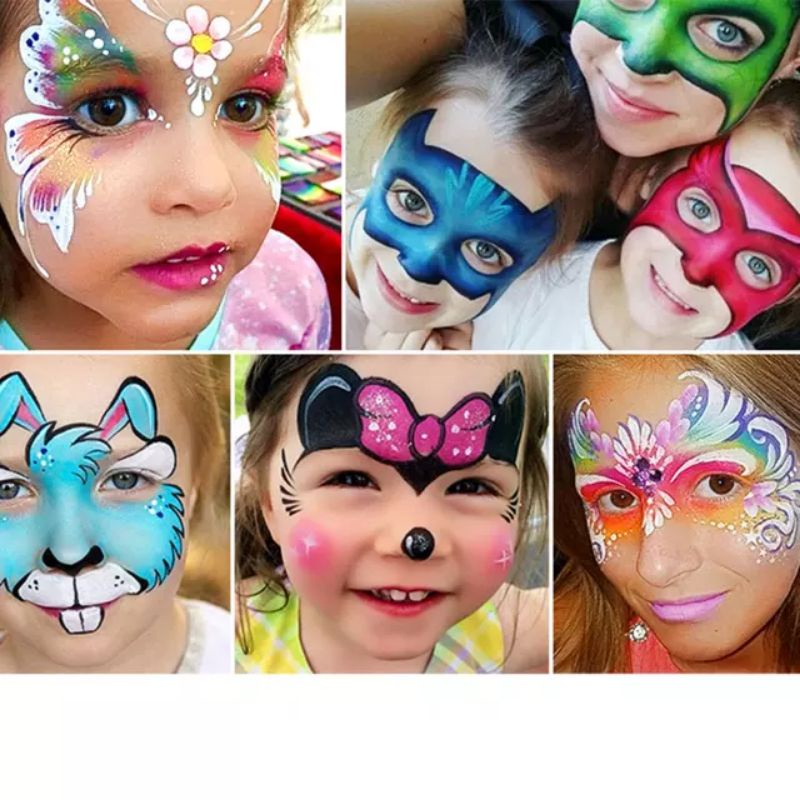 Grosir Cat Wajah / Tubuh Face Painting 12 Colors Free 2 Brush