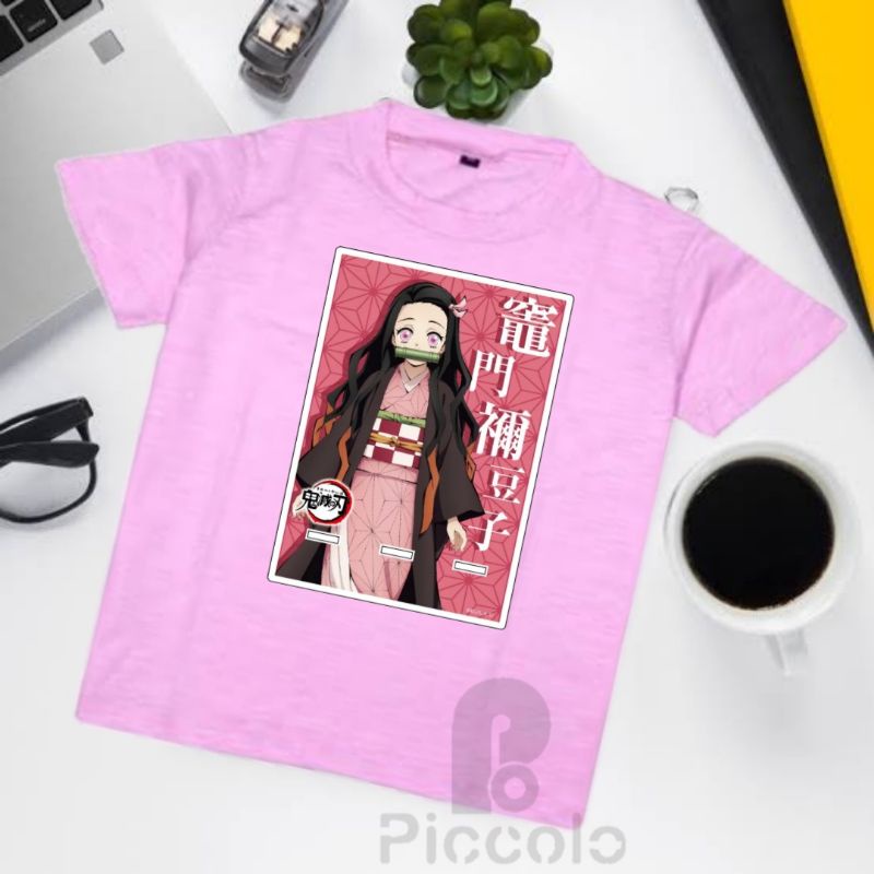 baju Kaos anak anak Nezuko Kamado Streetwear Anime Kimetsu No Yaiba Baju Demon