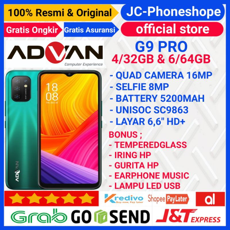 ADVAN G9 PRO RAM 6/64GB GARANSI RESMI - BONUS